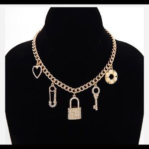 Gold lock and key necklace